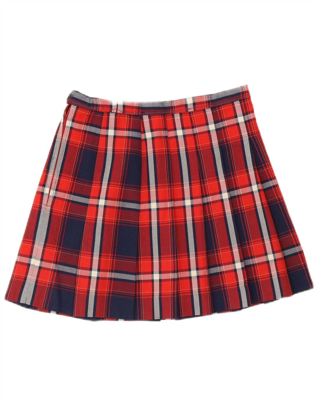 Vintage dame mini plisseret nederdel W26 Lille flerfarvet plaid