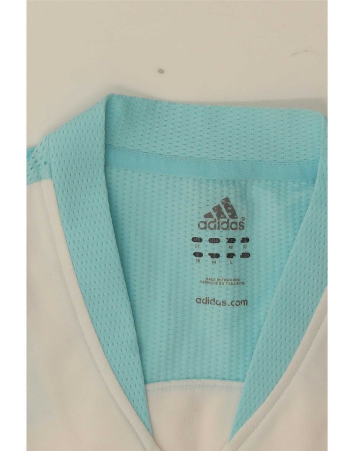 Adidas Womens Crop Vest Top UK 12 Medium White Colourblock