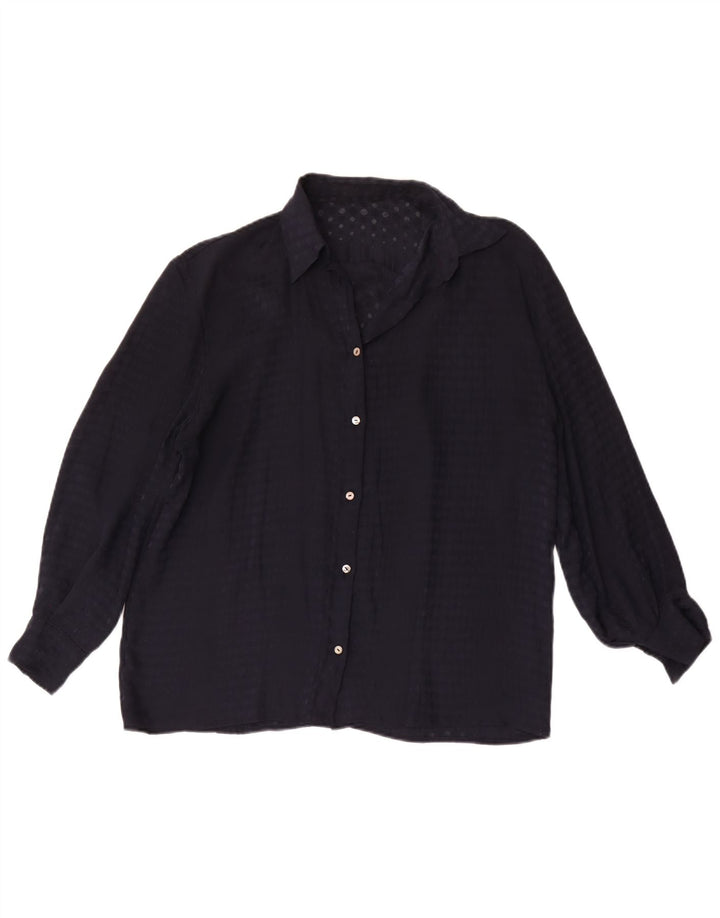Vintage dameskjorte UK 16 Large Navy Blue Spotted