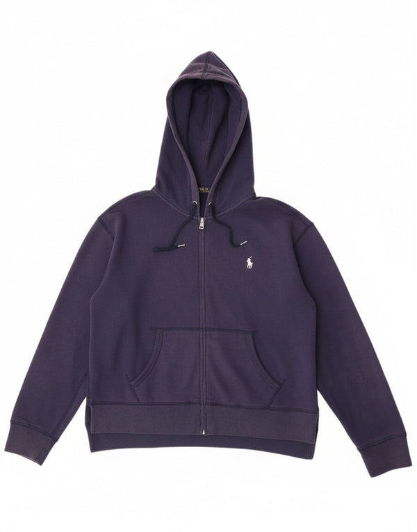 Polo Ralph Lauren Womens Zip Hoodie Sweater UK 14 Medium Navy Blue