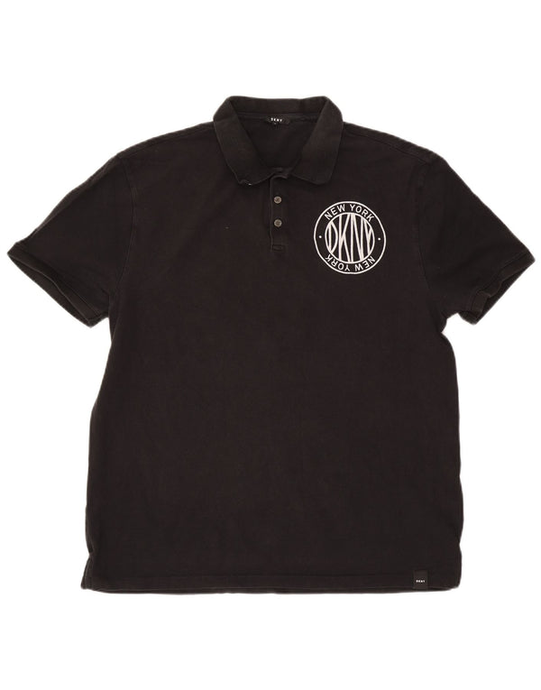 Dkny Herre New York Grafisk Polo Shirt Medium Sort Bomuld