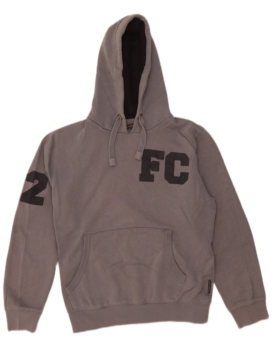 FRENCH CONNECTION Mens Graphic Hoodie Jumper Large Grey Cotton