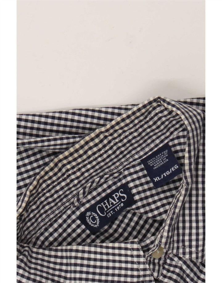 Chaps herreskjorte XL marineblå Gingham bomuld