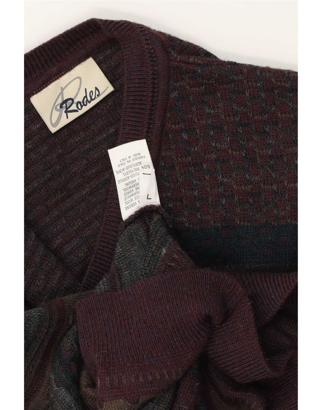 Rodes Herre V-hals sweater Stor flerfarvet Fair Isle Virgin Wool