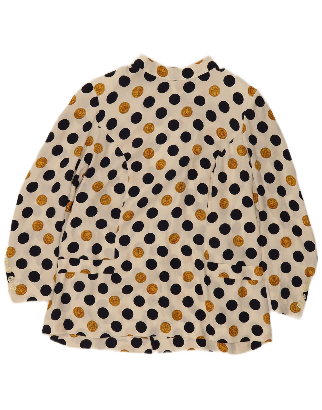 Vintage Damebluse Top UK 16 Large Beige Polka Dot