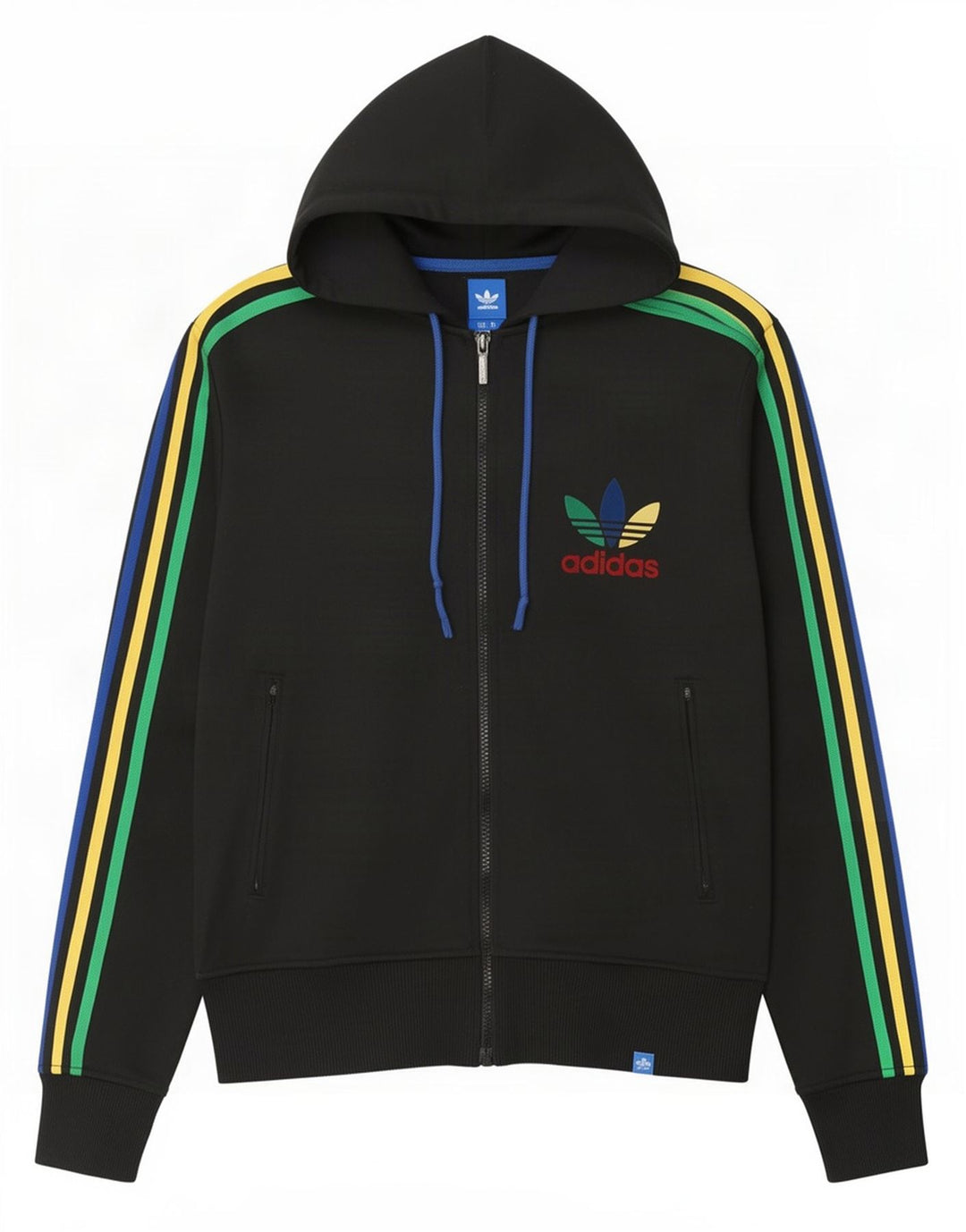 Adidas Hættetrøje med lynlås til mænd mellem sort polyester