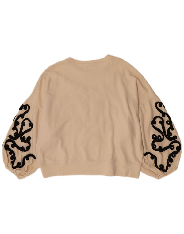 Zara Womens Crop Oversized Sweatshirt Jumper UK 10 Small Beige