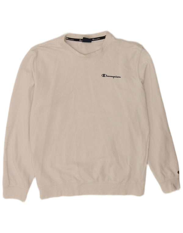 Champion Womens Regular Fit Sweatshirt Jumper UK 14 Medium White Bomuld