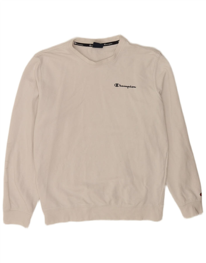 Champion Womens Regular Fit Sweatshirt Jumper UK 14 Medium White Bomuld