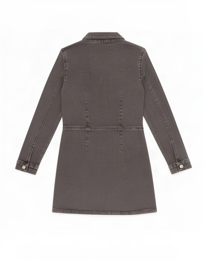 Zara Dame Denim Kjole UK 12 Medium Grå Bomuld