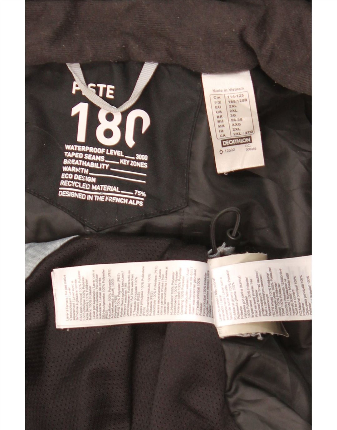 Decathlon Herre Hooded Windbreaker Jacket UK 44 2XL Grå Colourblock