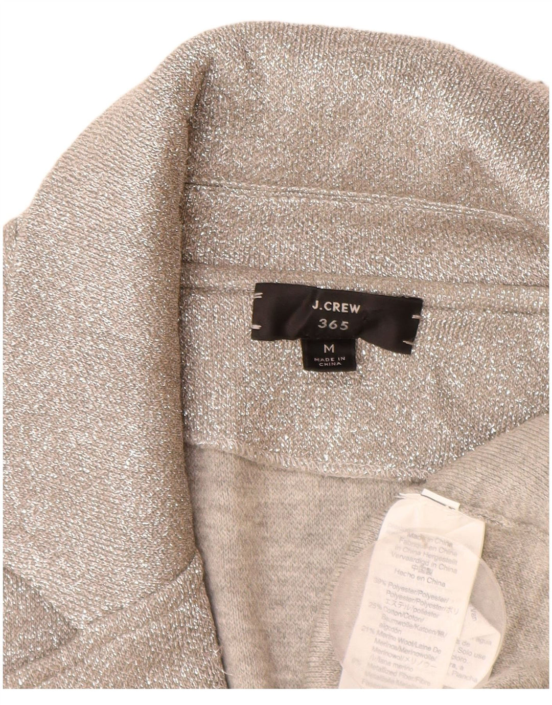 J. Crew Womens 365 Open Cardigan Sweater UK 14 Medium Sølv Polyester
