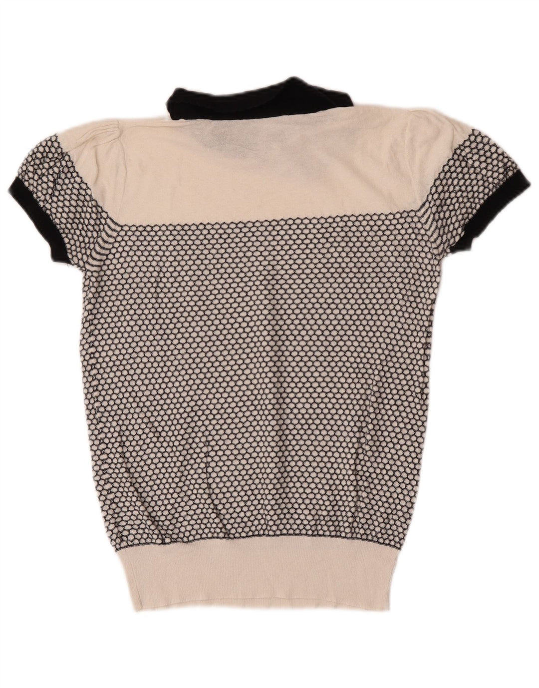 Oasis Dame Polo Neck Jumper Sweater UK 10 Small White Geometric