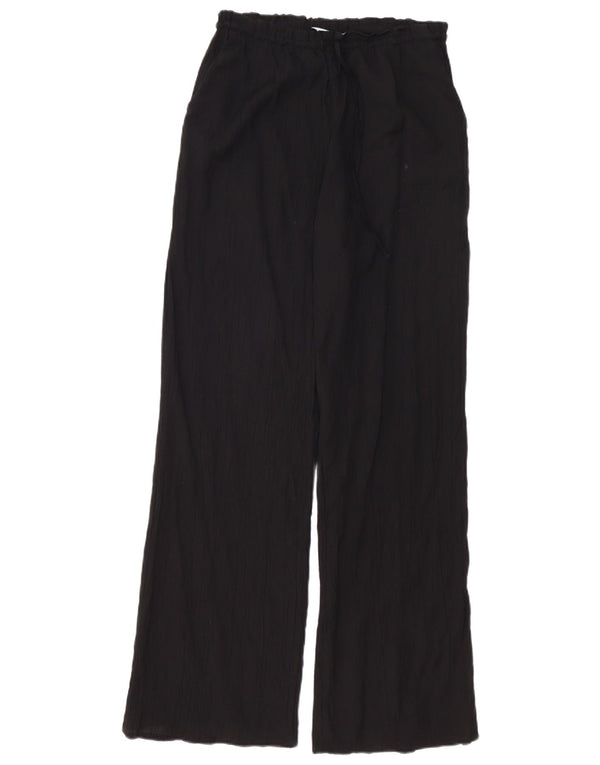 ZARA Womens High Waist Wide Leg Trousers UK 10 Small W26 L32 Black