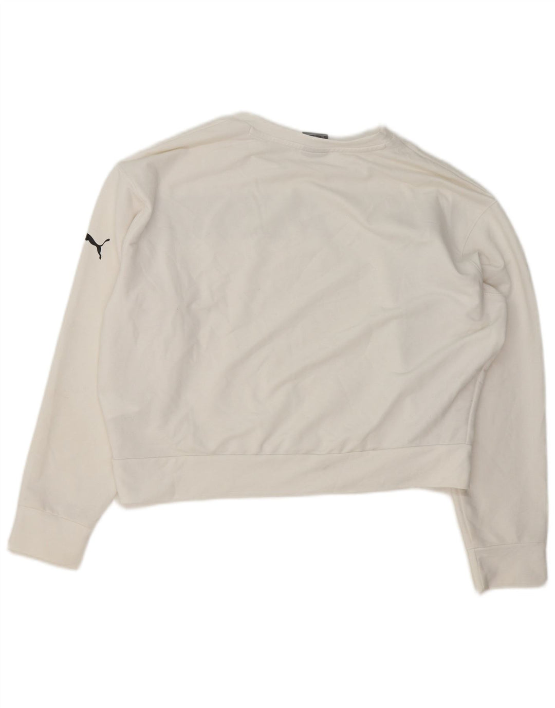Puma Womens Oversized Crop Graphic Sweatshirt Jumper UK 6 XS Hvid