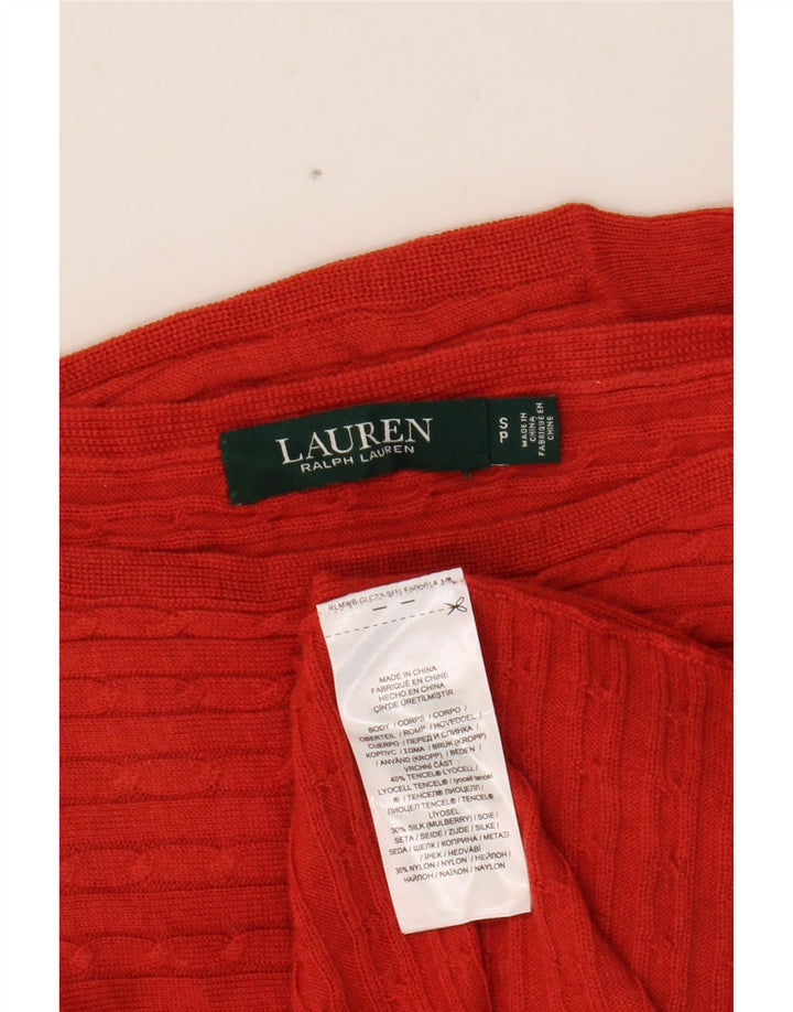 Ralph Lauren Dame Top 3/4 ærmer UK 10 Small Red Lyocell
