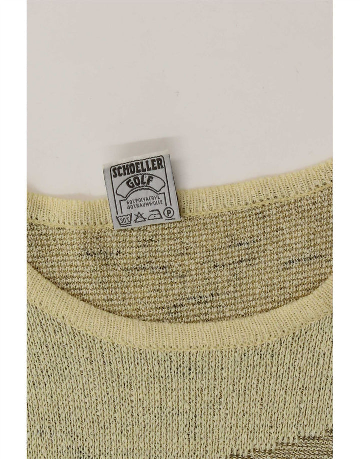 Freya Dame Grafisk Boat Neck Jumper Sweater UK 14 Medium Gul