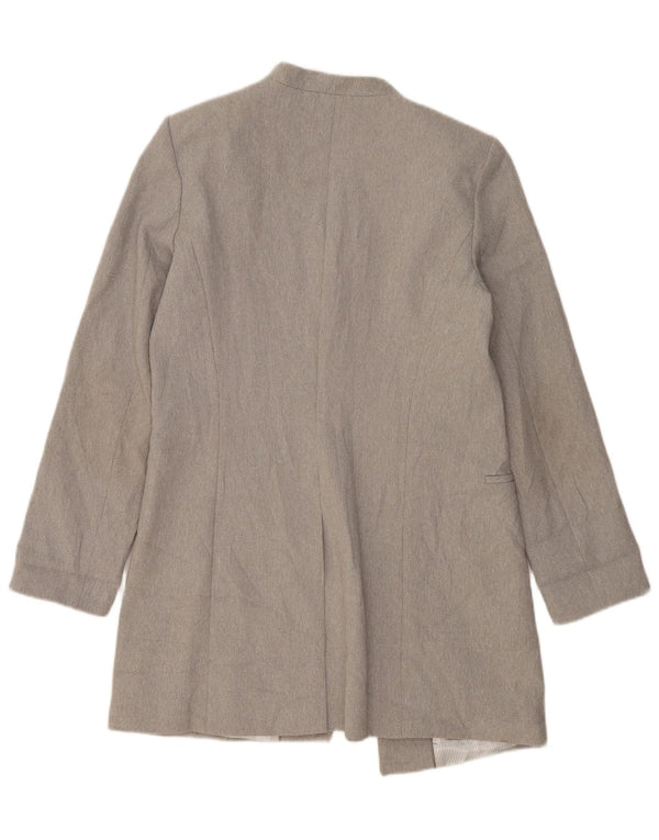 CALVIN KLEIN Womens Longline Open Blazer Jacket US 12 Large Grey Polyester