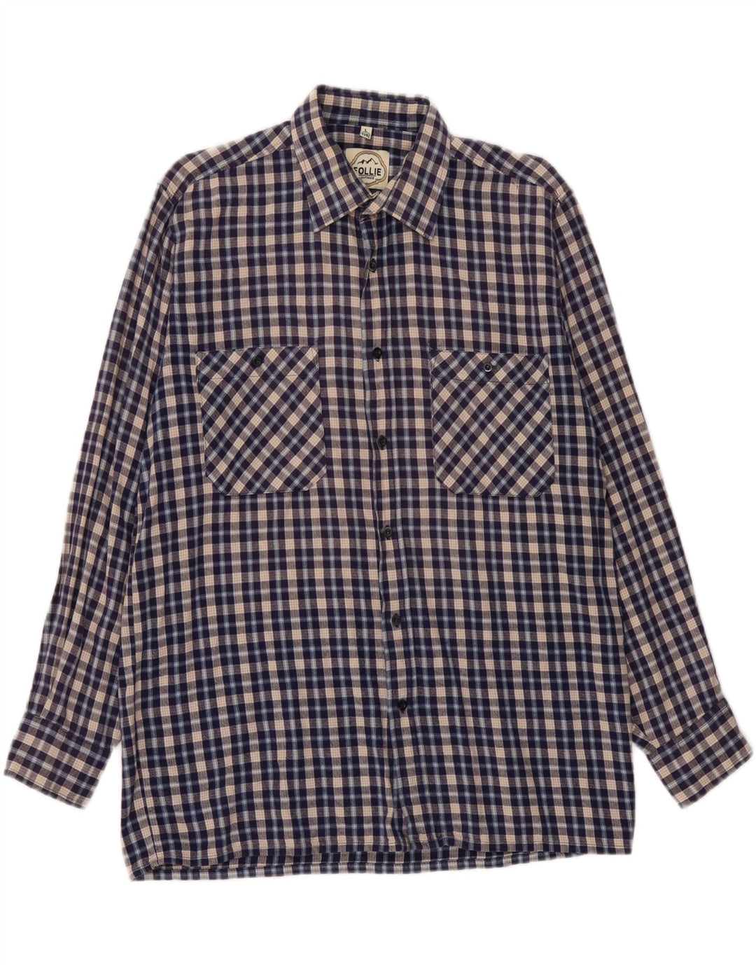 FOLLIE Herre flannelskjorte str. 41/42 Large Blue Check