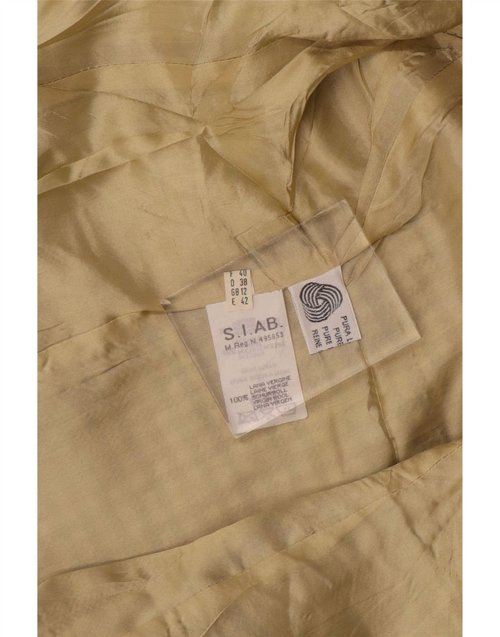 Vintage dame 2-knaps blazerjakke UK 12 Medium Beige Houndstooth Uld
