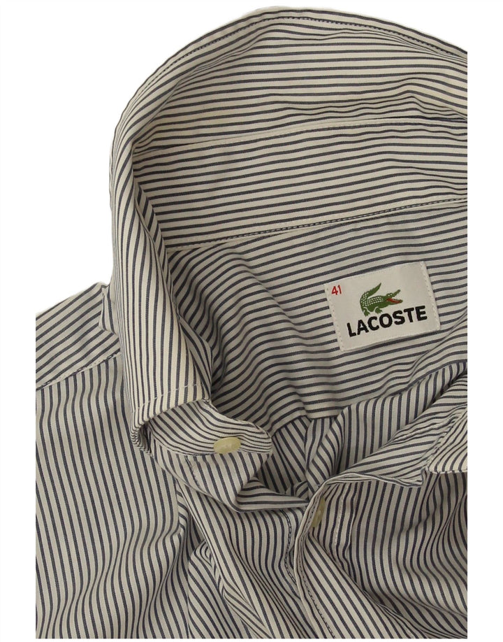Lacoste Kortærmet Herreskjorte Størrelse 41 Stor Grå Nålestribet Bomuld