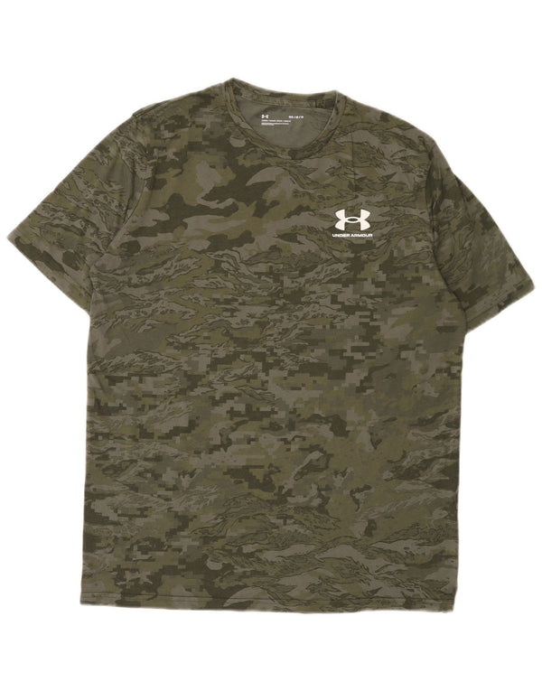 Under Armour Herre T-Shirt Top Medium Grøn Camouflage
