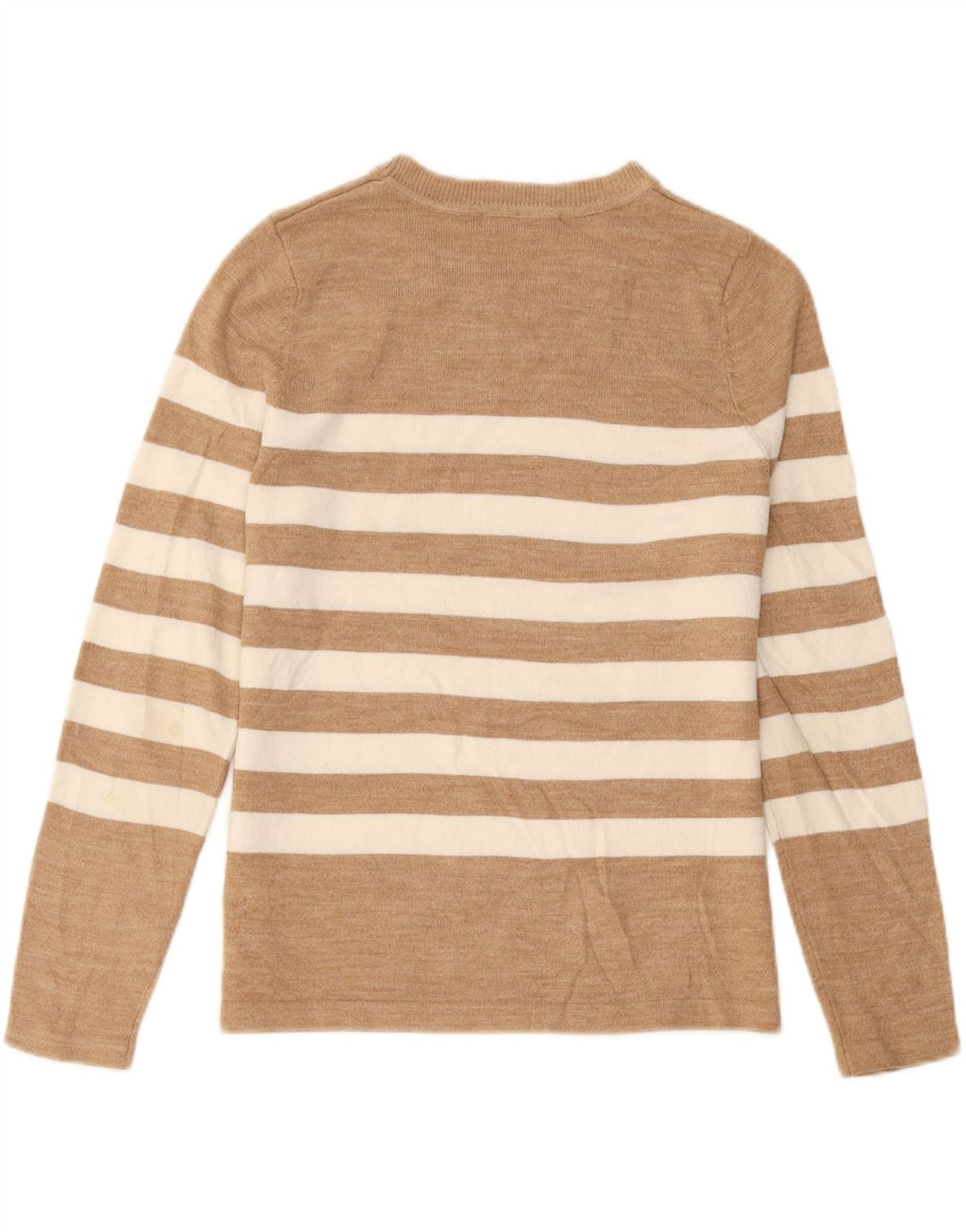 Marks & Spencer Dame Boat Neck Jumper Sweater UK 12 Medium Beige Striped