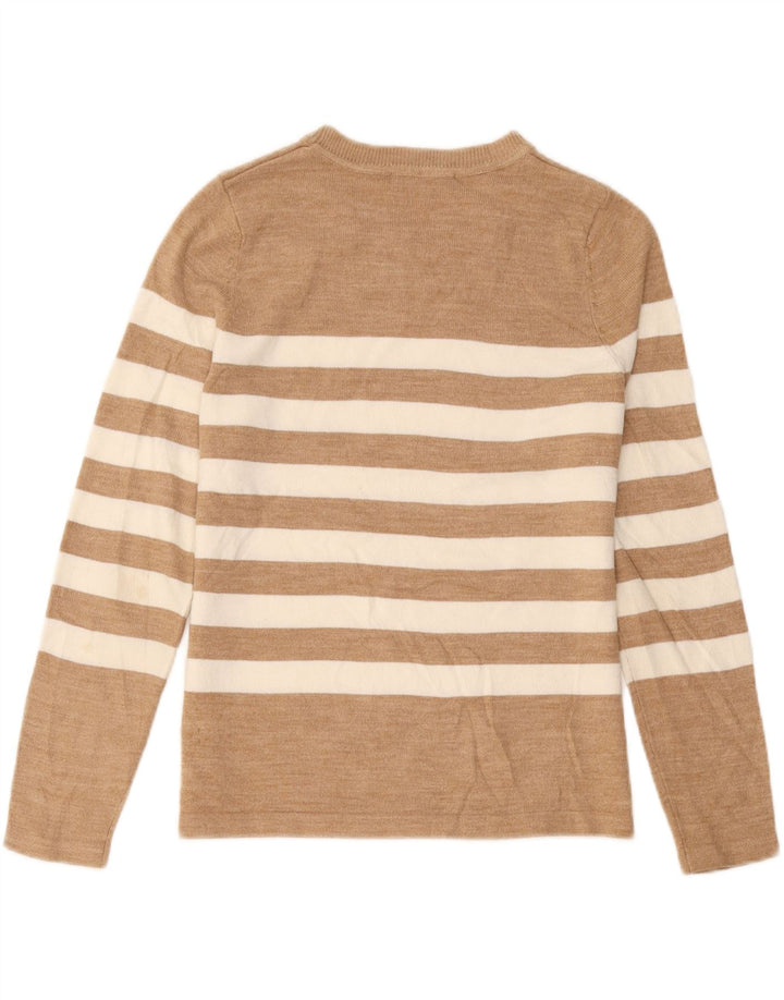 Marks & Spencer Dame Boat Neck Jumper Sweater UK 12 Medium Beige Striped