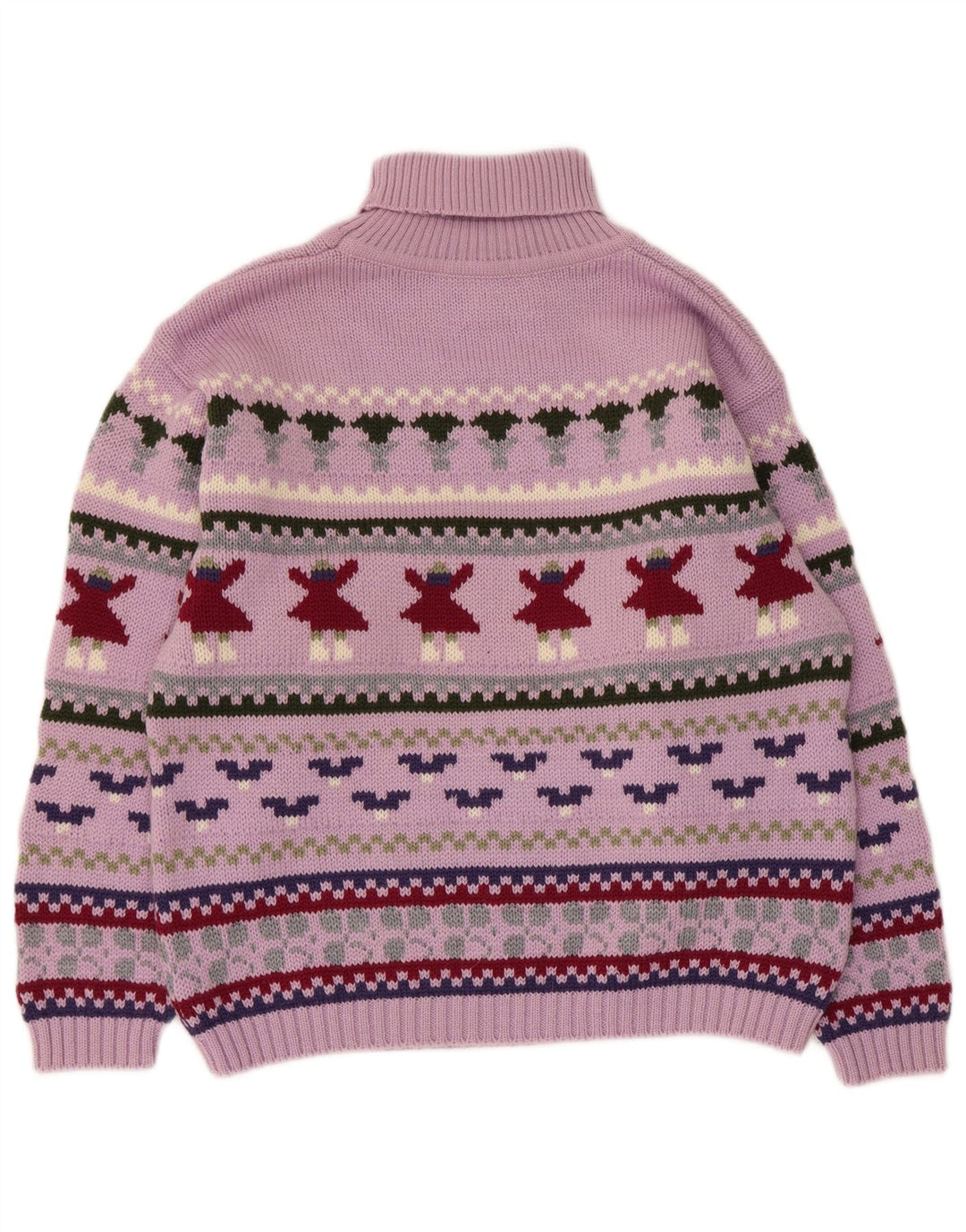 Barbara Dame Rullehals Jumper Sweater UK 14 Medium Purple Fair Isle