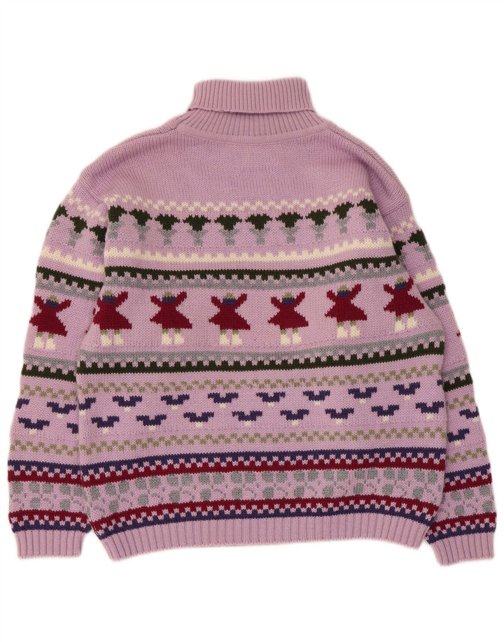 Barbara Dame Rullehals Jumper Sweater UK 14 Medium Purple Fair Isle