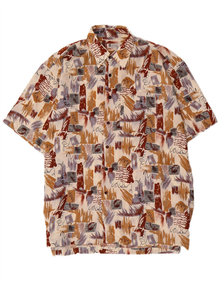 Vintage herre abstrakt mønster skjorte 2XL flerfarvet Colourblock