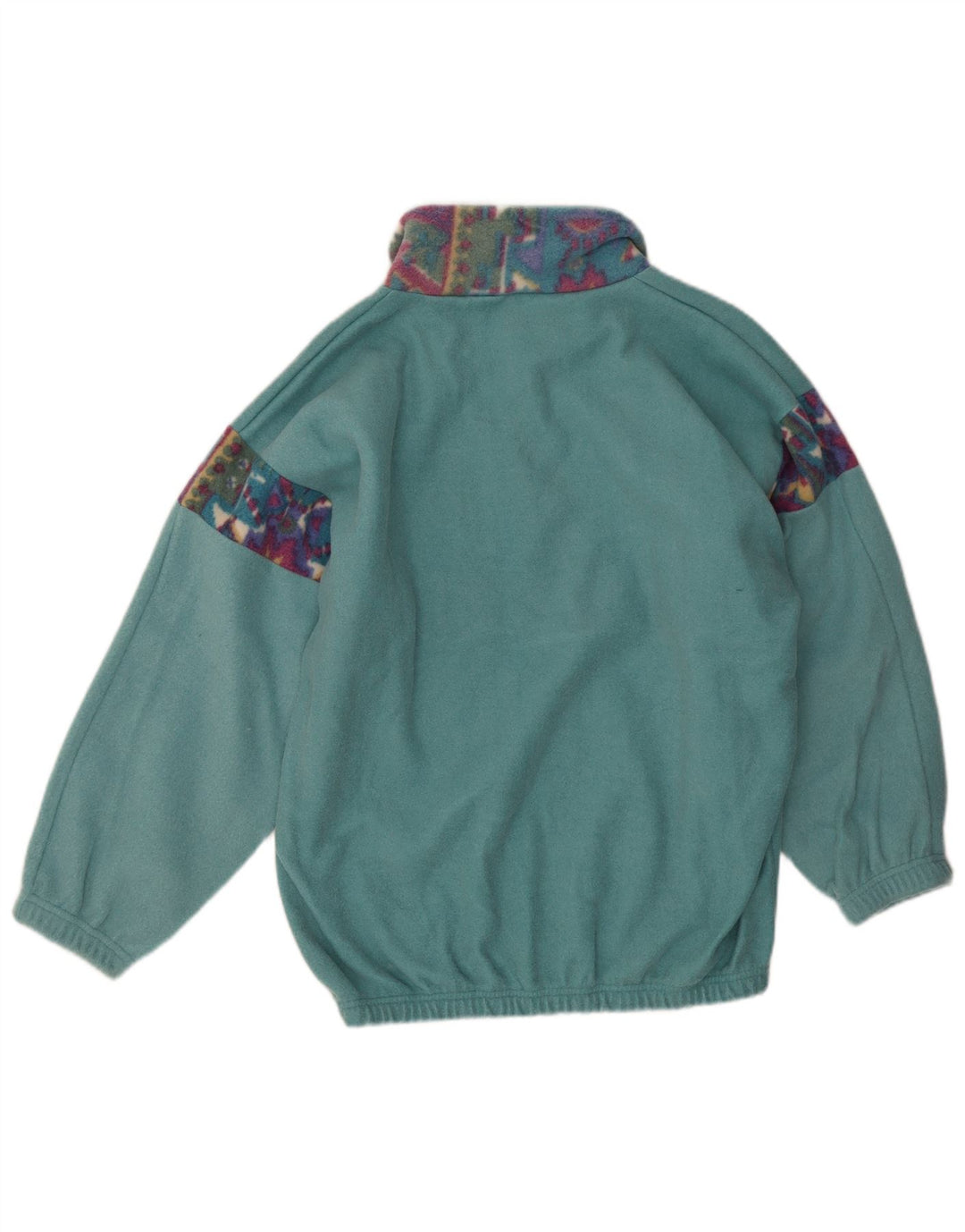 Vintage herre lynlås hals fleece jumper mellemgrøn geometrisk polyester