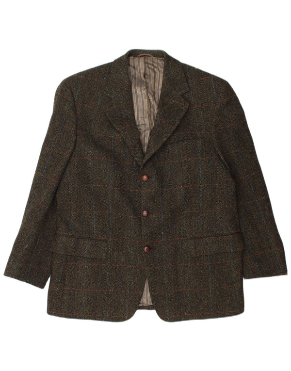 Mario Barutti Herre 3-knaps blazerjakke UK 46 3XL Khaki Ternet Virgin Wool