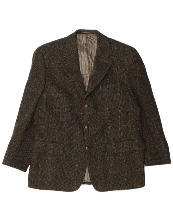 Mario Barutti Herre 3-knaps blazerjakke UK 46 3XL Khaki Ternet Virgin Wool
