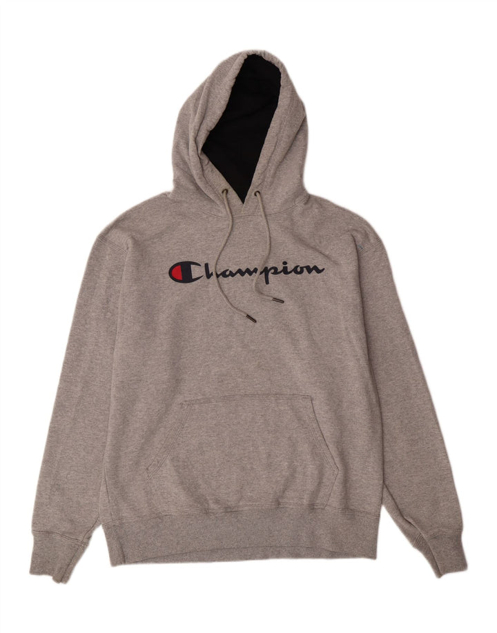 CHAMPION Mens Graphic Hoodie Jumper Large Grey Cotton Vintage Champion and Second-Hand Champion from Messina Hembry 