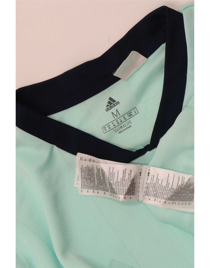 Adidas Herre Climalite T-shirt Top Medium turkis stribet polyester