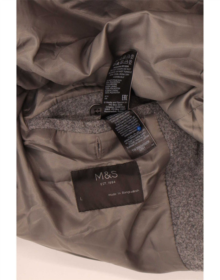 Marks & Spencer Herre Overfrakke UK 40 Large Grå Polyester