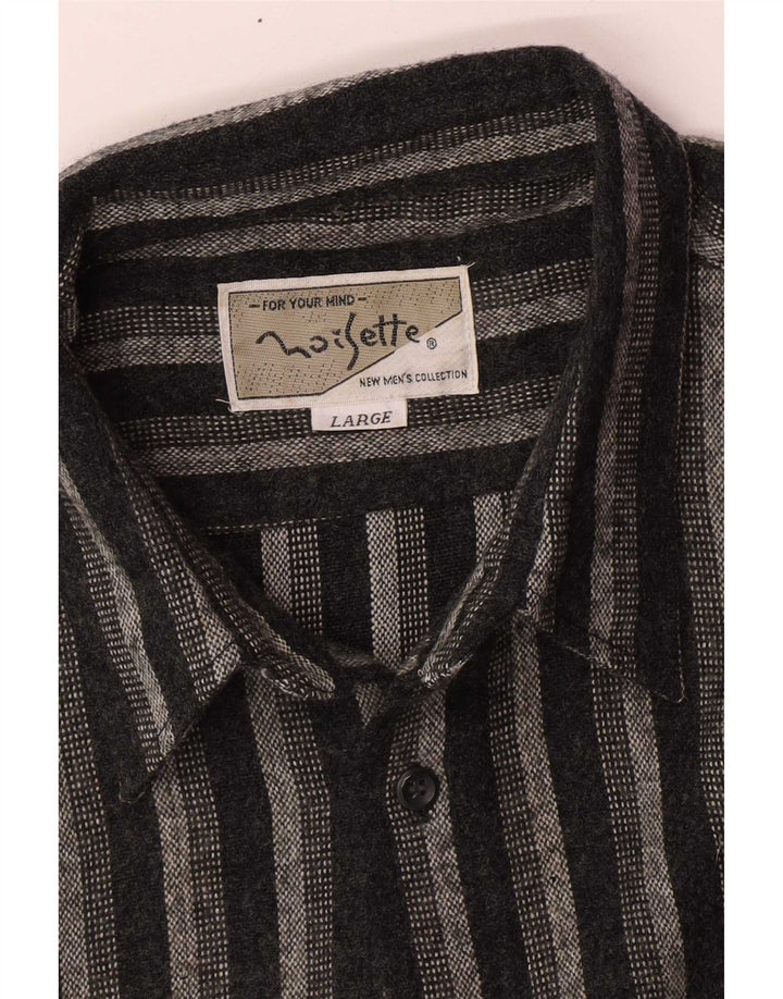 Vintage herre flannel skjorte stor sort stribet