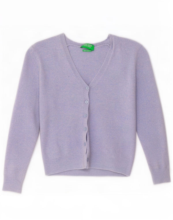 Benetton Girls Cardigan Sweater 7-8 År Blå Merinould