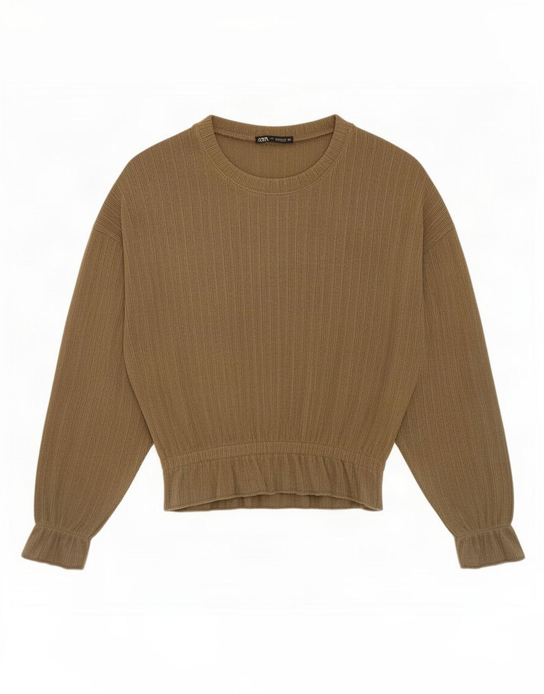 Zara Dametop Langærmet UK 14 Medium Khaki