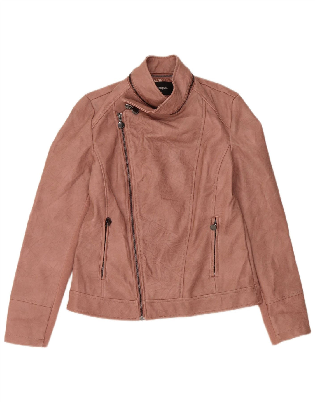Desigual dame bikerjakke i imiteret læder EU 38 Medium Pink Floral