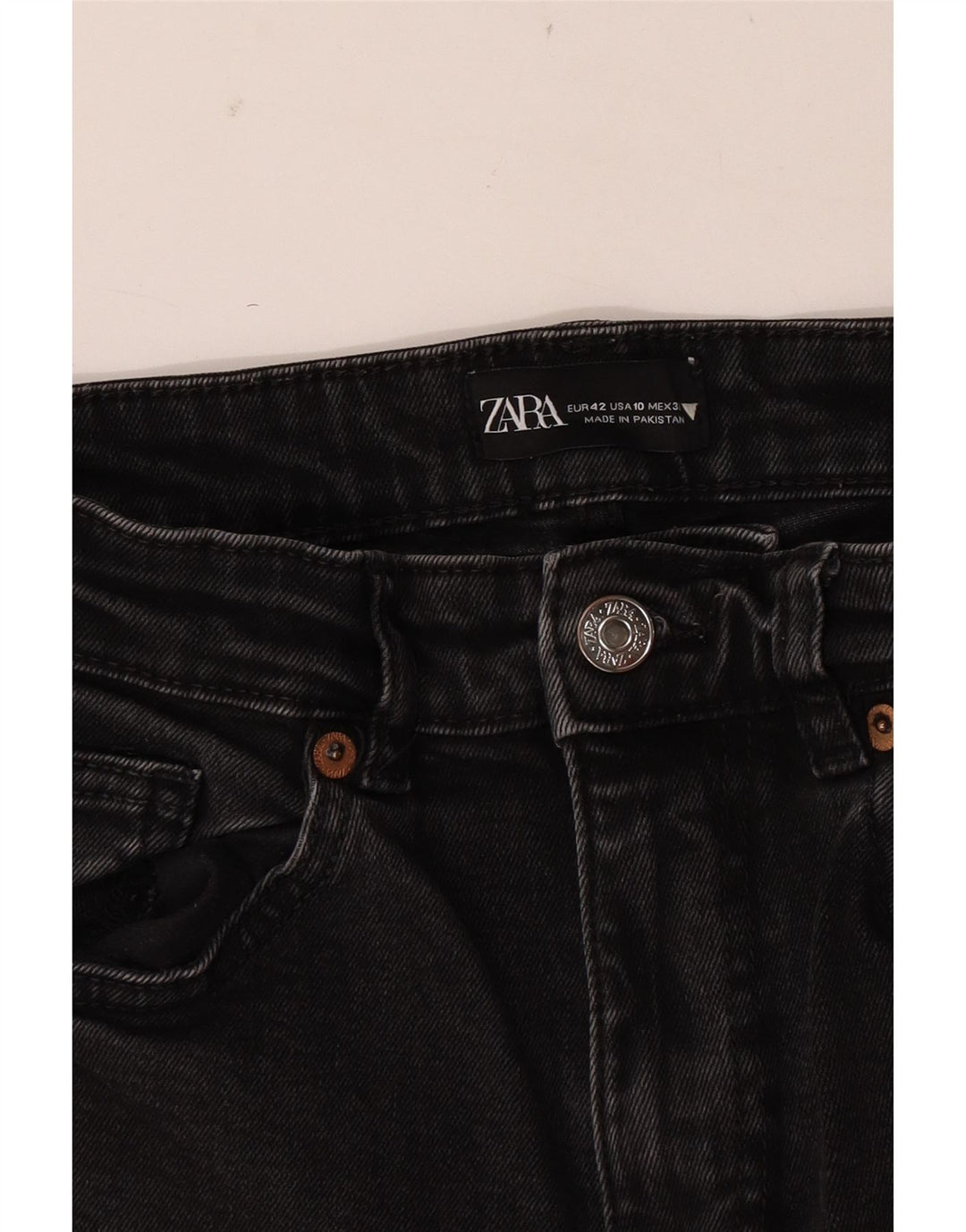 Zara Dame Crop Bootcut Jeans EU 42 Large W32 L24 Sort