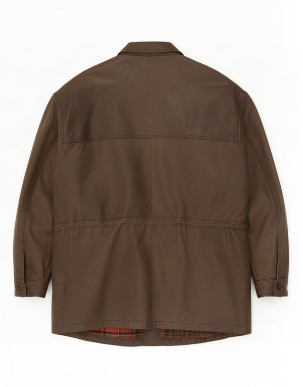 Mc Percy Herre Læderfrakke UK 56 3XL Khaki