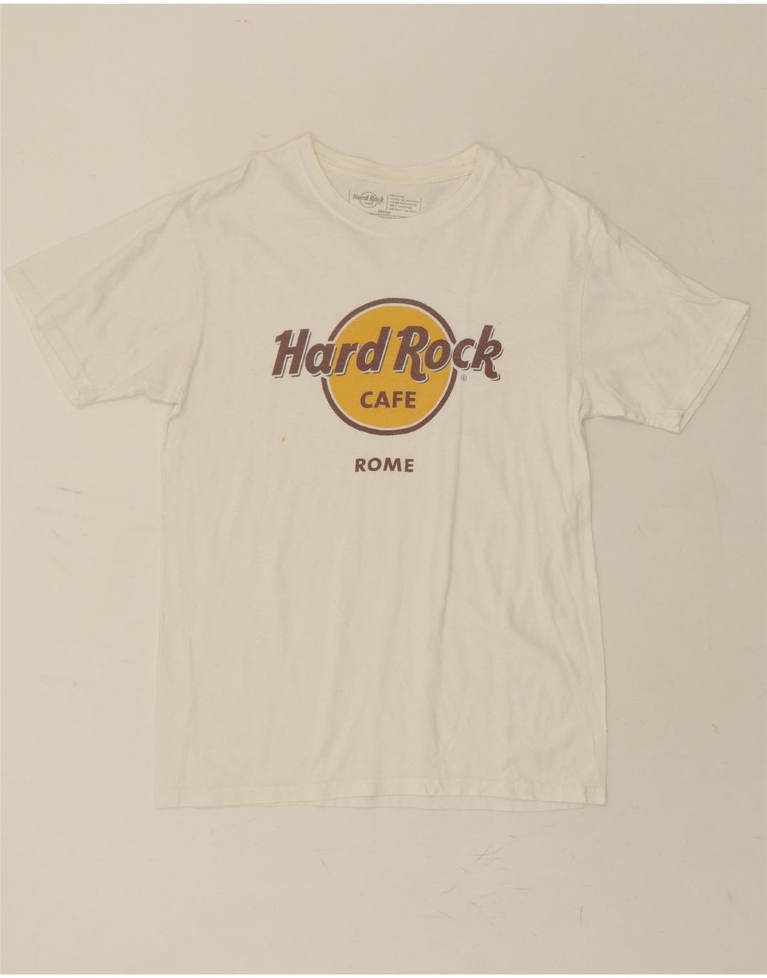 HARD ROCK CAFE Mens Rome Graphic T-Shirt Top Medium Off White Cotton Vintage Hard Rock Cafe and Second-Hand Hard Rock Cafe from Messina Hembry 