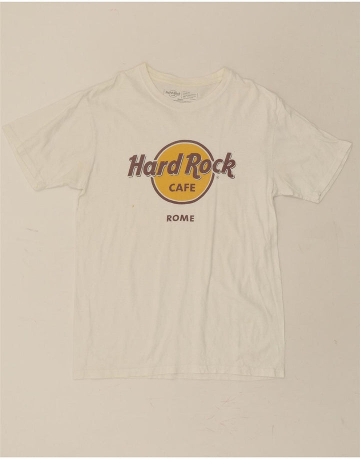 HARD ROCK CAFE Mens Rome Graphic T-Shirt Top Medium Off White Cotton Vintage Hard Rock Cafe and Second-Hand Hard Rock Cafe from Messina Hembry 