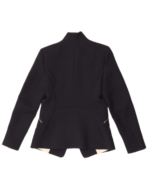 Reiss Dame 1 Knap Blazer Jacket UK 10 Small Navy Blue Polyester