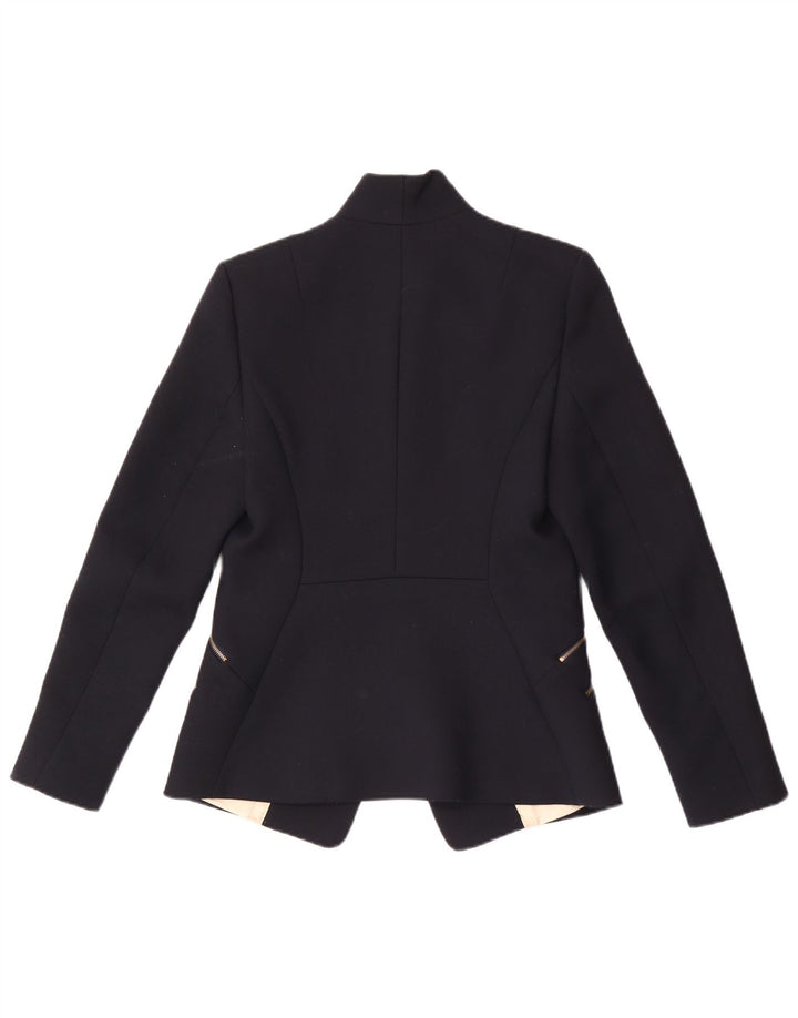 Reiss Dame 1 Knap Blazer Jacket UK 10 Small Navy Blue Polyester