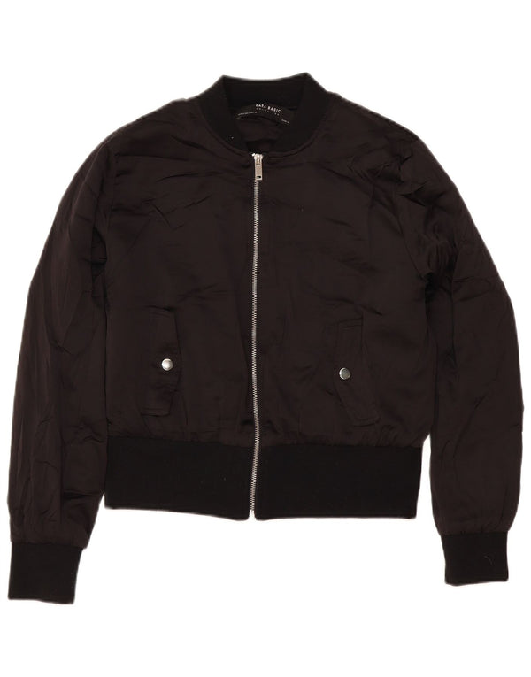 Zara Womens Bomber Jacket UK 14 Medium Black Polyester