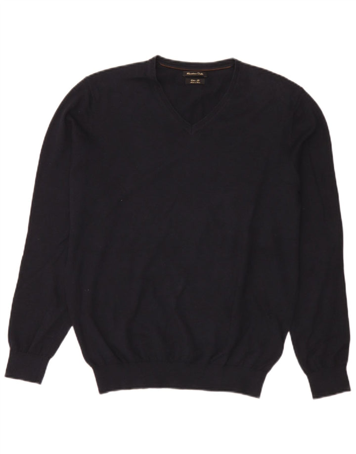 Massimo Dutti Herre V-hals sweater Medium Marineblå Bomuld