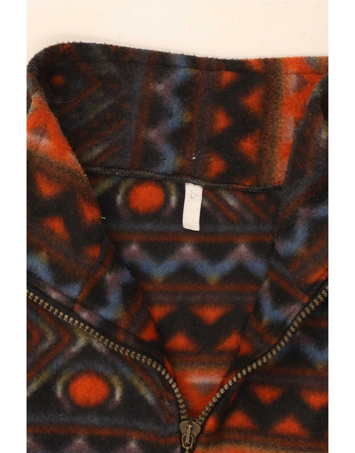 Vintage herre lynlås hals fleece jumper stor flerfarvet geometrisk polyester